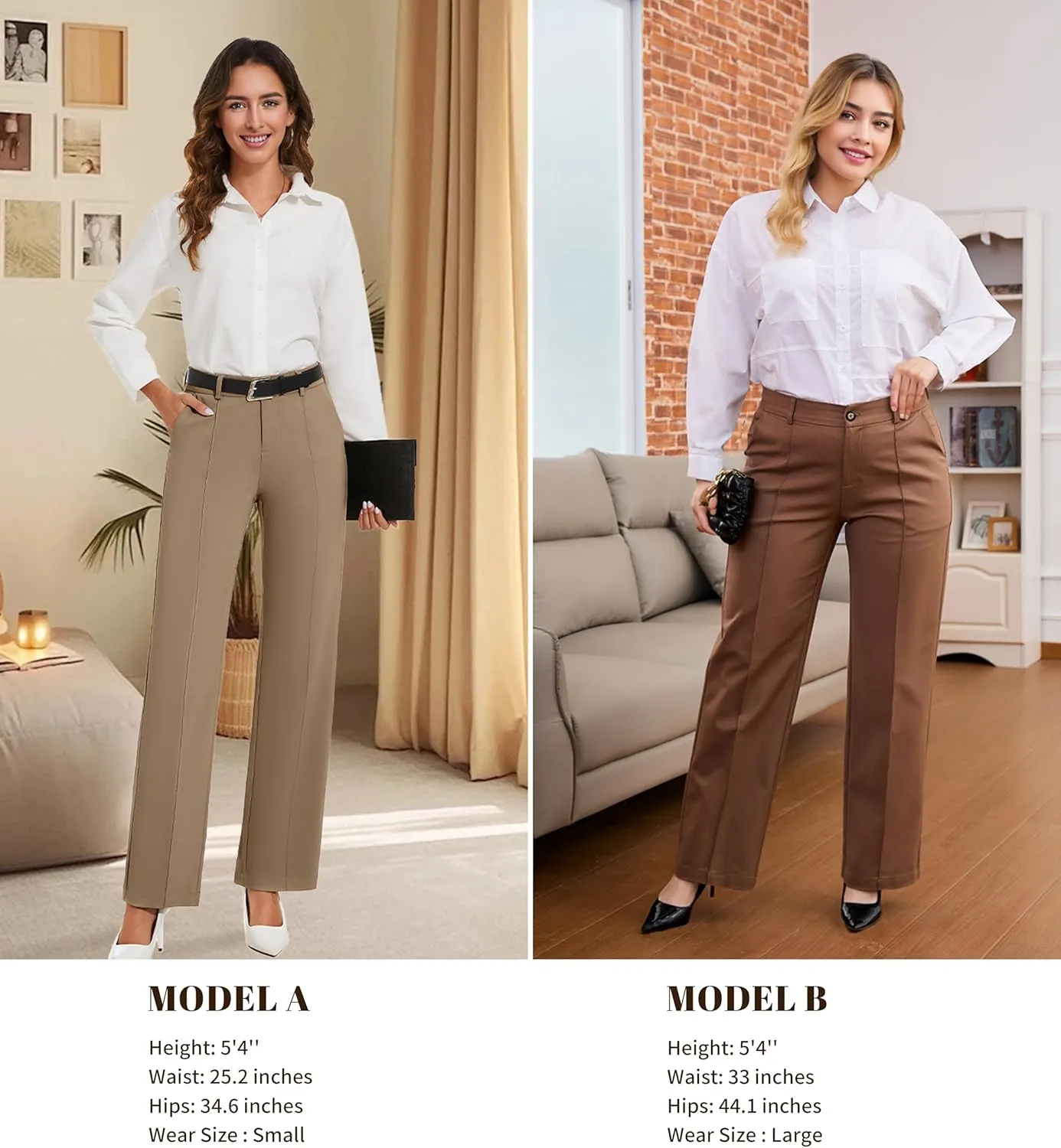 Womens Dress Pants Stretchy Business Casual Work Pants Straight Leg Slacks for Office