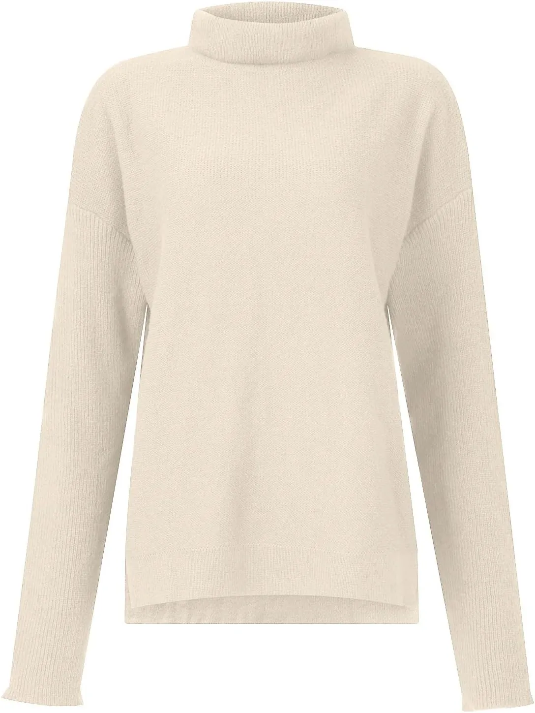 Women's Fall Winter Trendy Loose Turtleneck Long Sleeve Solid Knit Sweater