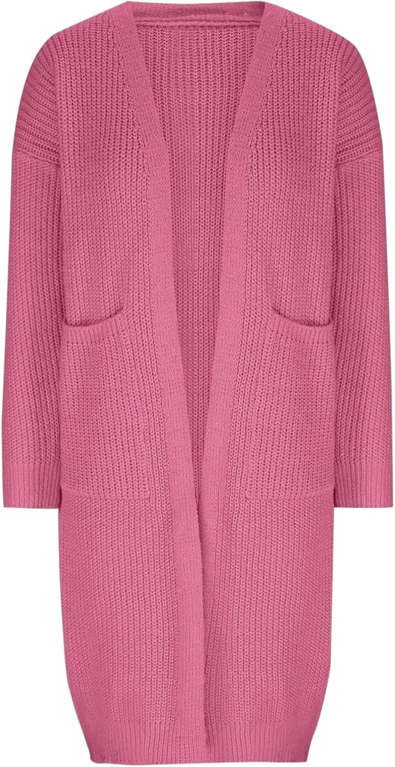 Women's Knit Open Front Cardigan Long Sleeve Chunky Sweaters Outwear Casual Loose Soft Fashion Coat Jacket with Pockets