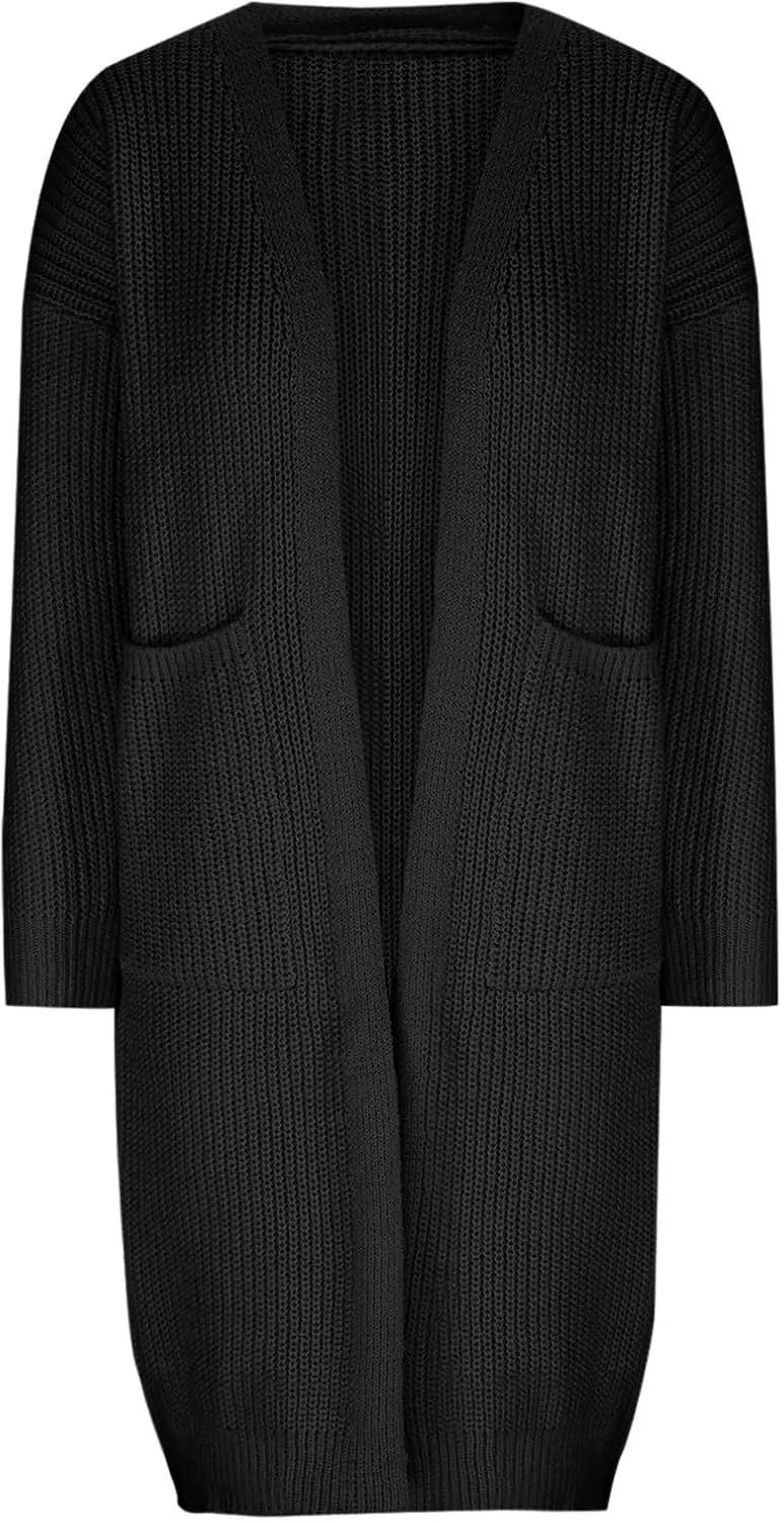 Women's Knit Open Front Cardigan Long Sleeve Chunky Sweaters Outwear Casual Loose Soft Fashion Coat Jacket with Pockets