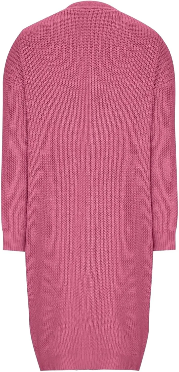 Women's Knit Open Front Cardigan Long Sleeve Chunky Sweaters Outwear Casual Loose Soft Fashion Coat Jacket with Pockets