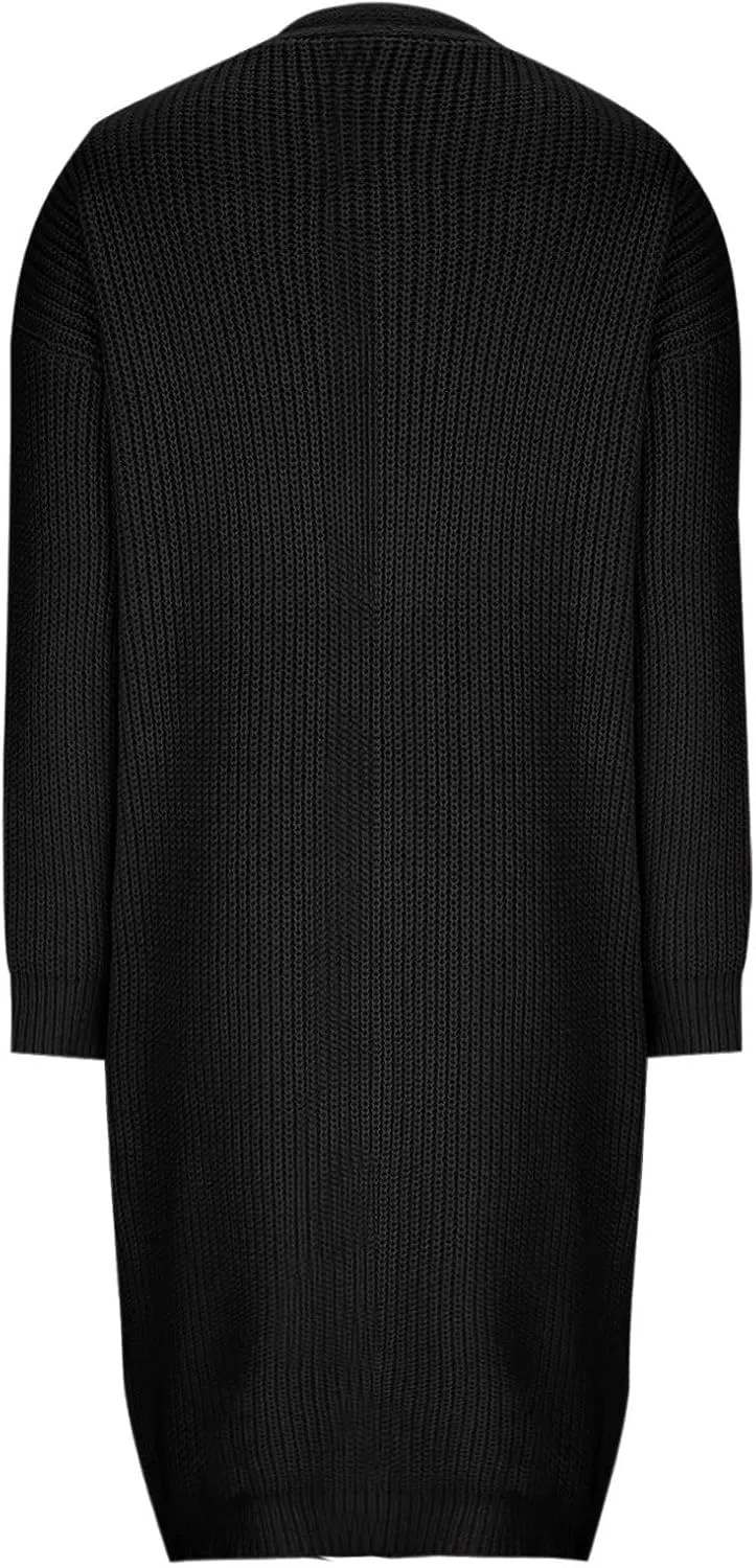 Women's Knit Open Front Cardigan Long Sleeve Chunky Sweaters Outwear Casual Loose Soft Fashion Coat Jacket with Pockets