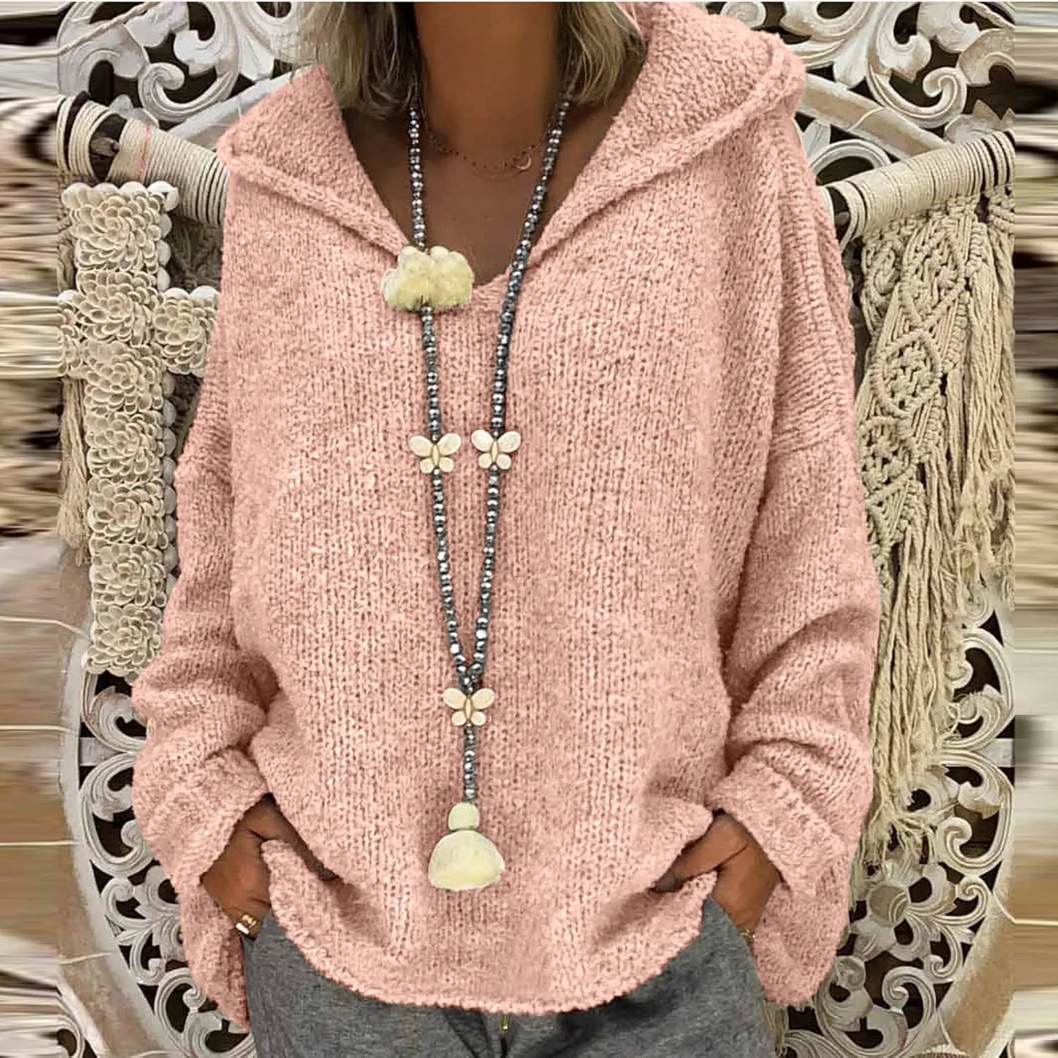 Womens Knit Sweater Oversized Turtleneck Sweater 2024 Fall Winter Warm Loose Sweater Casual Loose Pullovers