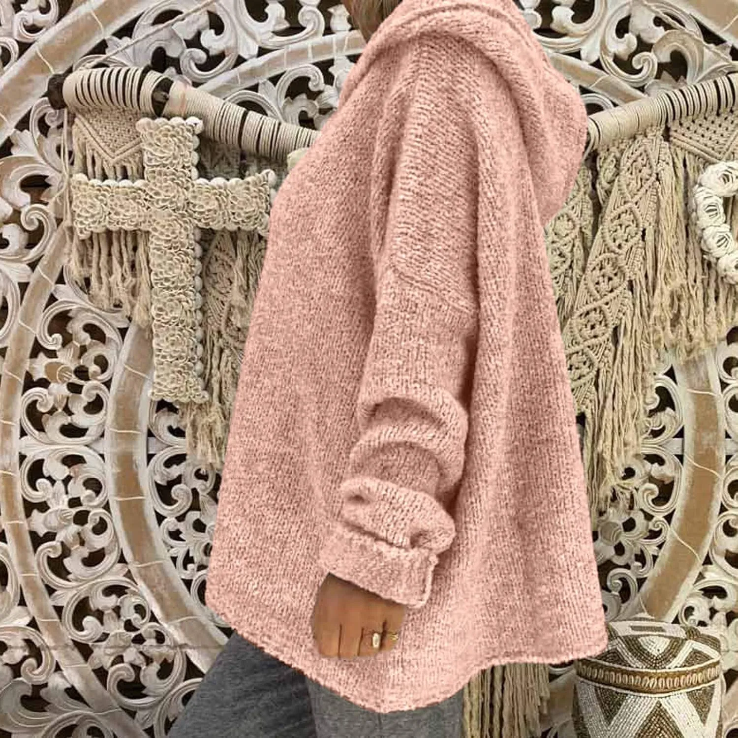 Womens Knit Sweater Oversized Turtleneck Sweater 2024 Fall Winter Warm Loose Sweater Casual Loose Pullovers