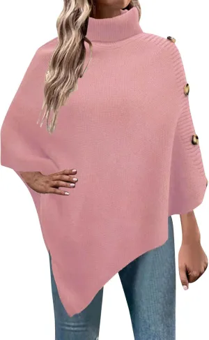 Womens Knit Sweater Oversized Turtleneck Sweater Drop Shoulder Crewneck Sweater Long Sleeve Sweaters Outerwear