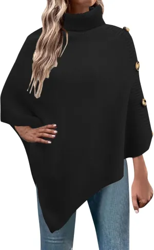 Womens Knit Sweater Oversized Turtleneck Sweater Drop Shoulder Crewneck Sweater Long Sleeve Sweaters Outerwear