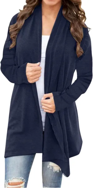 Womens Lightweight Cardigan Sweater Knit Loose Long Sleeve Sweater Casual Soft Drape Open Front Fall Dusters 2024
