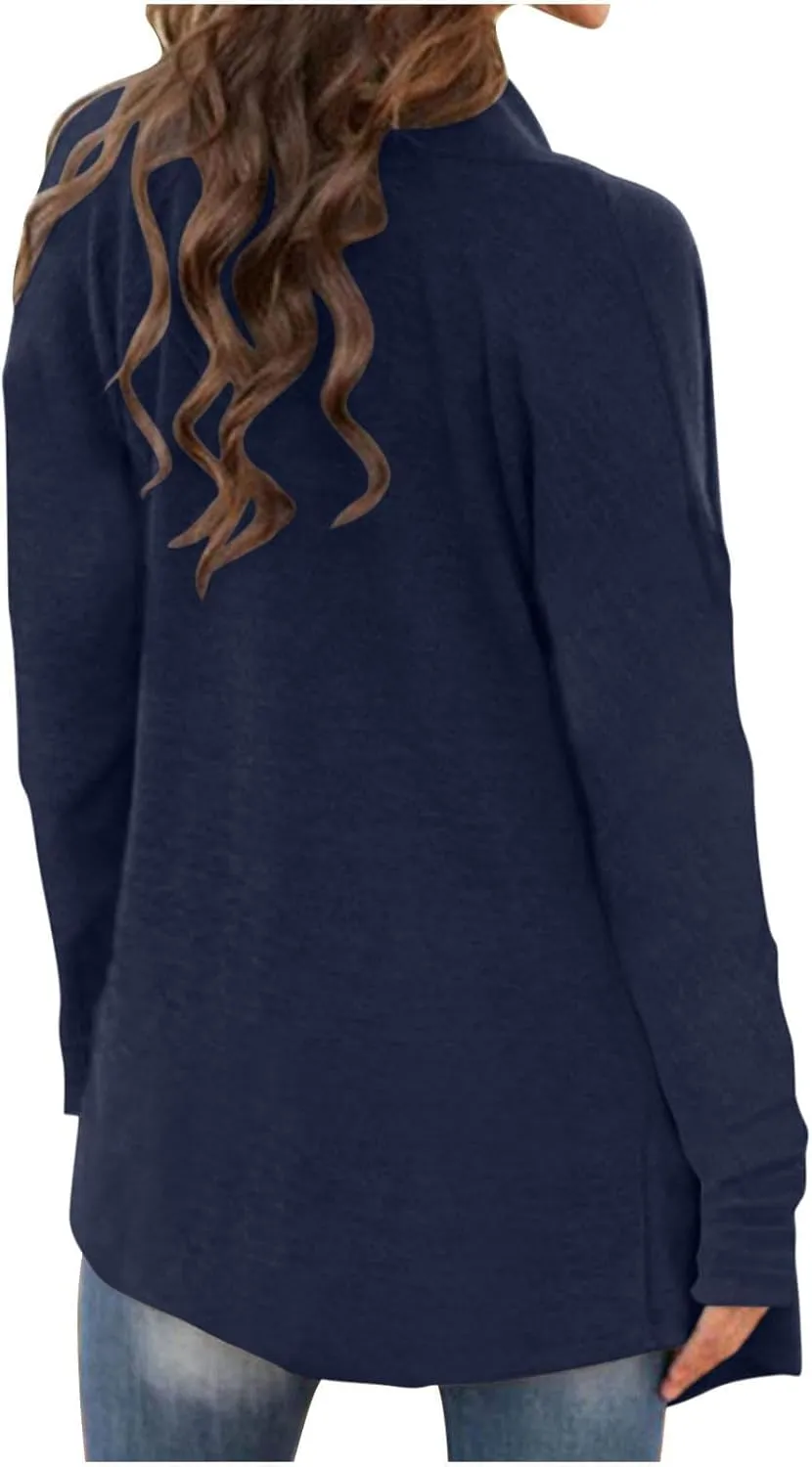 Womens Lightweight Cardigan Sweater Knit Loose Long Sleeve Sweater Casual Soft Drape Open Front Fall Dusters 2024