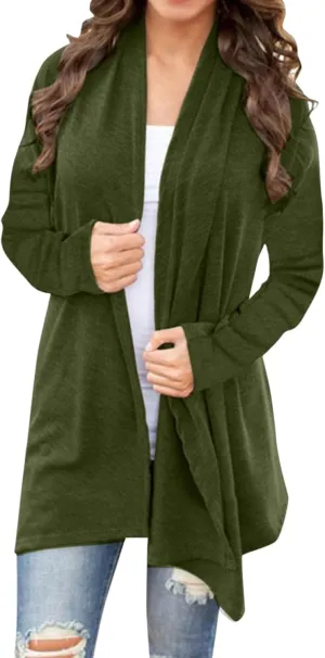 Womens Lightweight Cardigan Sweater Knit Loose Long Sleeve Sweater Casual Soft Drape Open Front Fall Dusters 2024