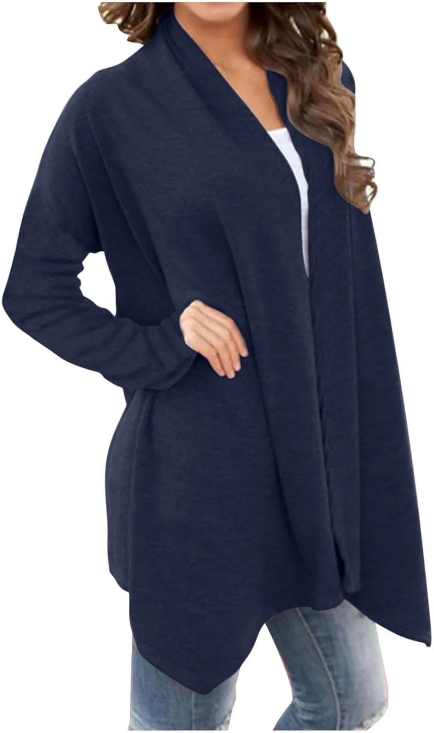 Womens Lightweight Cardigan Sweater Knit Loose Long Sleeve Sweater Casual Soft Drape Open Front Fall Dusters 2024