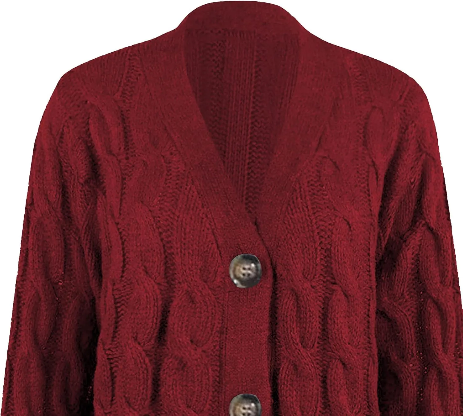 Women's Long Sleeve Open Front Knitted Cardigan Sweater, Button Down Chunky Pullover Outwear Coat