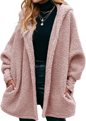 Women's Long Sleeve Soft Chunky Knit Sweater Open Front Cardigans Outwear Coat Pockets