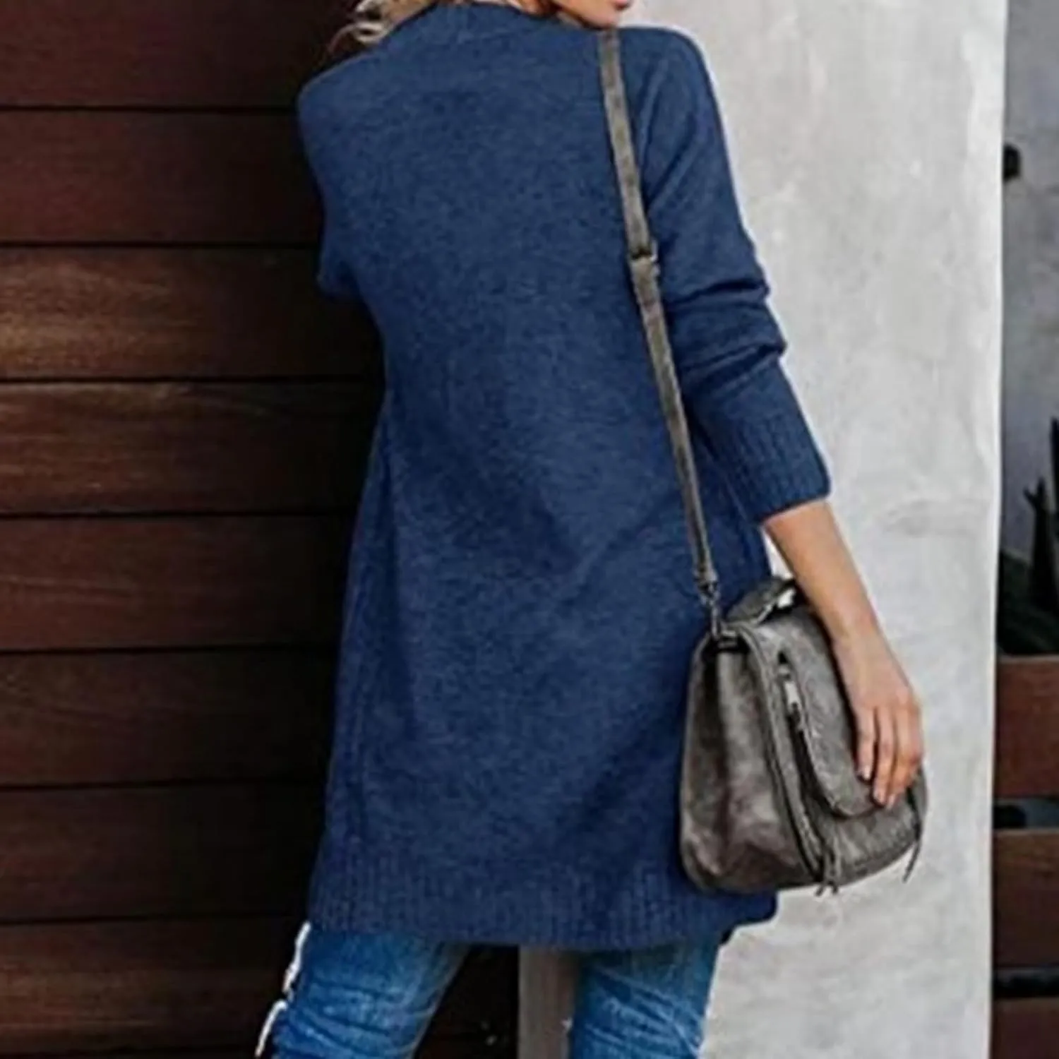 Womens Open Front Cardigan Casual Loose Button Down Cable Knit Long Sleeve Sweater Lightweight Sweater Coats