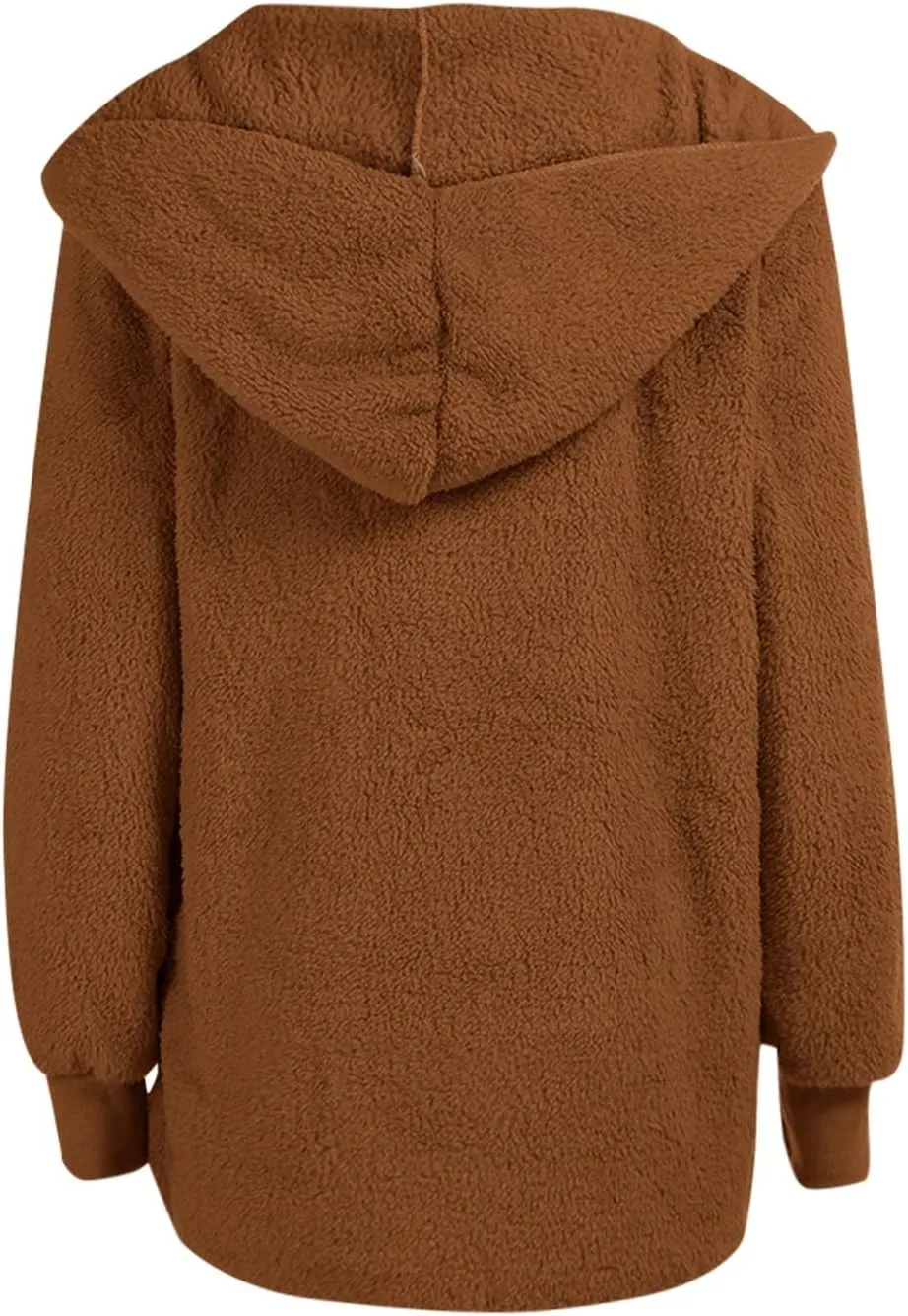 Womens Open Front Cardigan Oversized Fleece Sherpa Jacket with Hooded Fluffy Fur Coats with Pockets