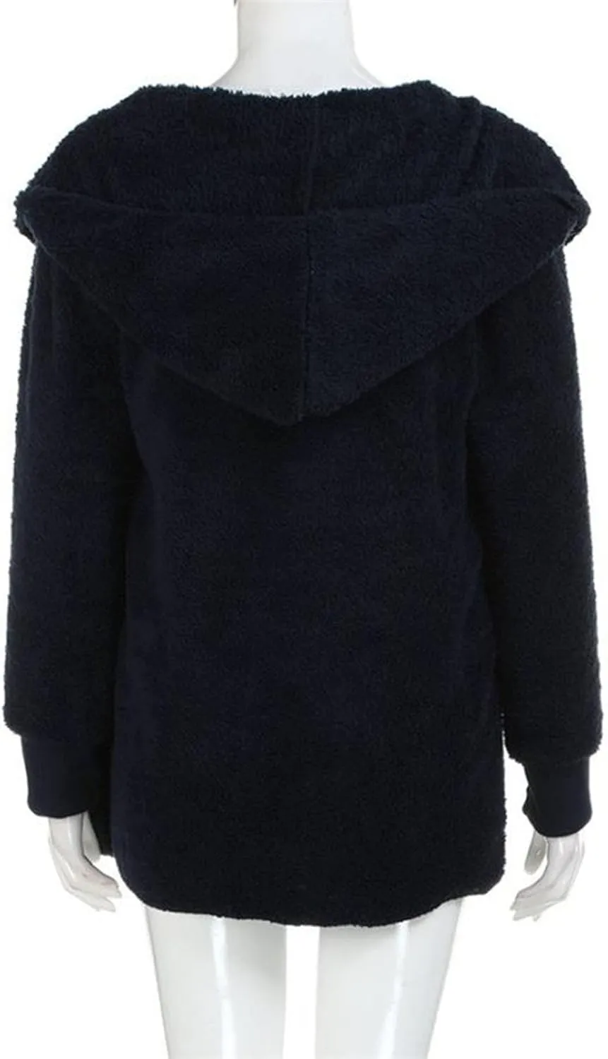 Womens Open Front Cardigan Oversized Fleece Sherpa Jacket with Hooded Fluffy Fur Coats with Pockets