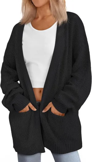 Womens Oversized Cardigans Long Sleeve Open Front Knit Sweaters Fall Trendy Jacket Clothes