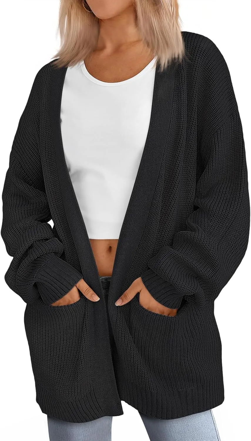 Womens Oversized Cardigans Long Sleeve Open Front Knit Sweaters Fall Trendy Jacket Clothes
