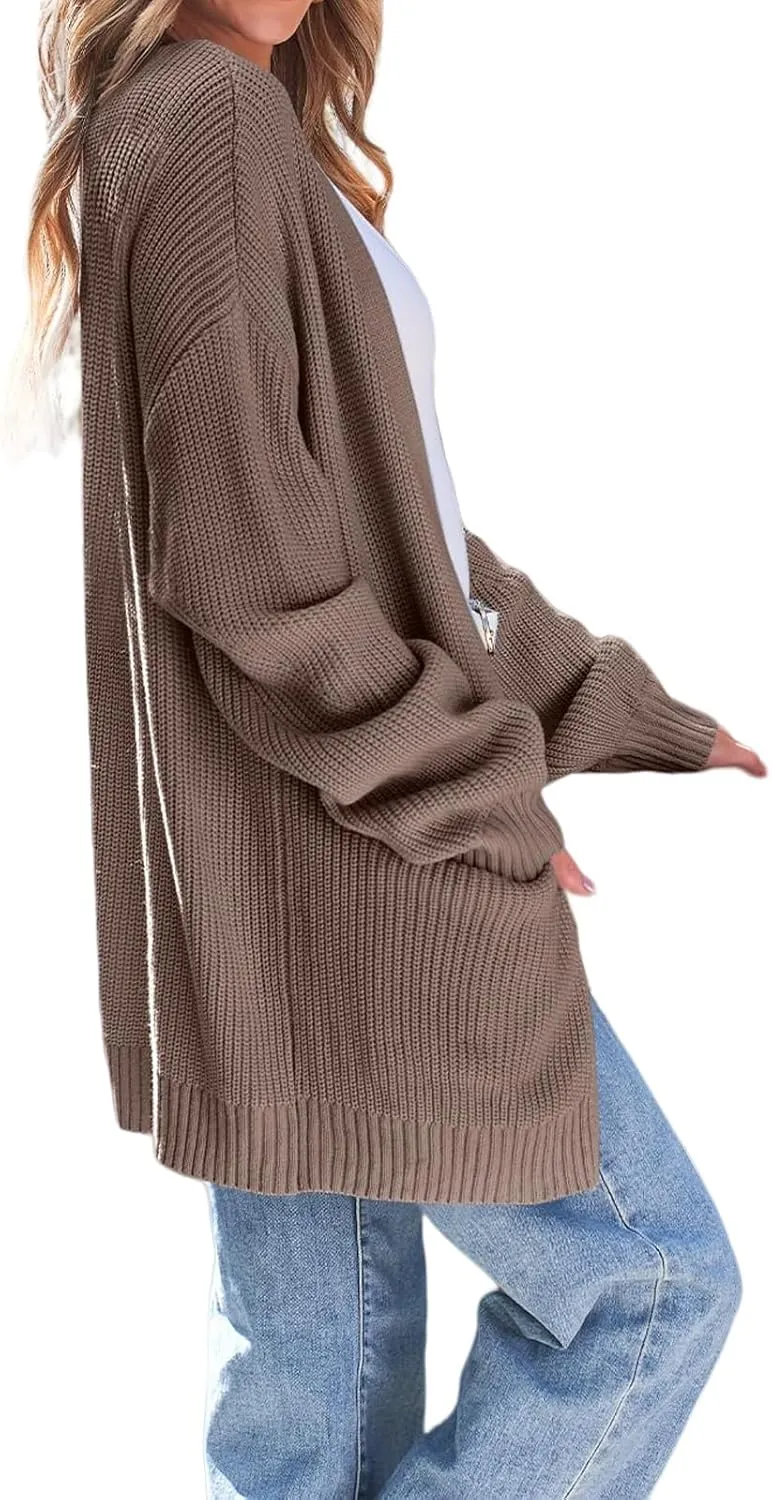 Womens Oversized Cardigans Long Sleeve Open Front Knit Sweaters Fall Trendy Jacket Clothes