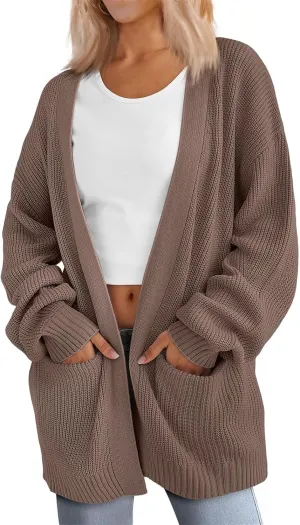 Womens Oversized Cardigans Long Sleeve Open Front Knit Sweaters Fall Trendy Jacket Clothes