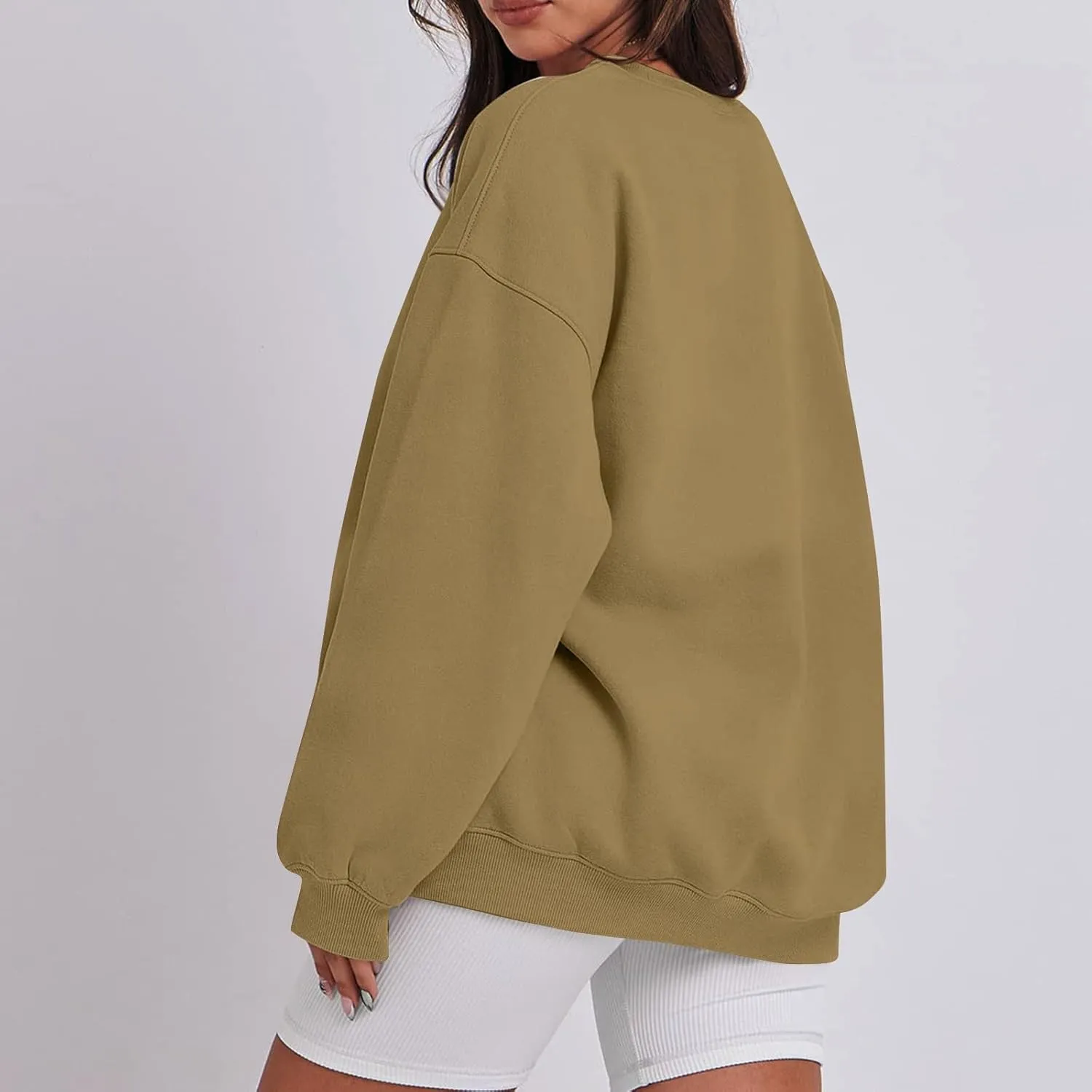 Womens Oversized Sweatshirt Fleece Pullover Comfy Crew Neck Sweatshirt Trendy Y2k Winter Outfits Preppy Clothes