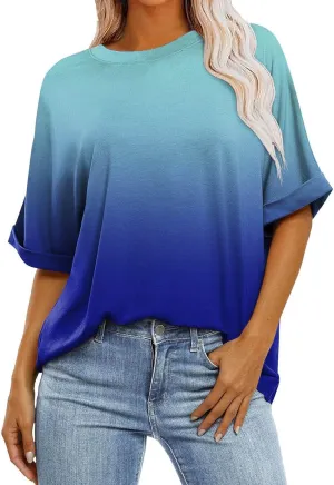Women's Oversized T Shirts Short Sleeve Crewneck Summer Tops Casual Loose Fit Basic Tee Shirts