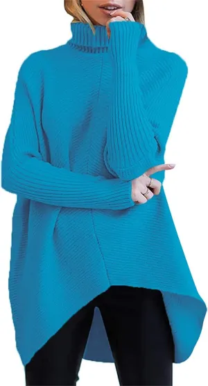 Women's Oversized Turtleneck Sweaters Batwing Long Sleeve Casual Cozy Baggy Knit Pullovers Tunic Fall Outfits