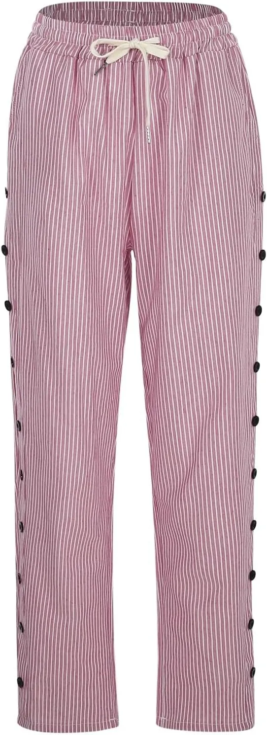 Women's Pants, Linen Casual Pants Straight Leg Trendy Peasant Plaid Cotton Stretchy