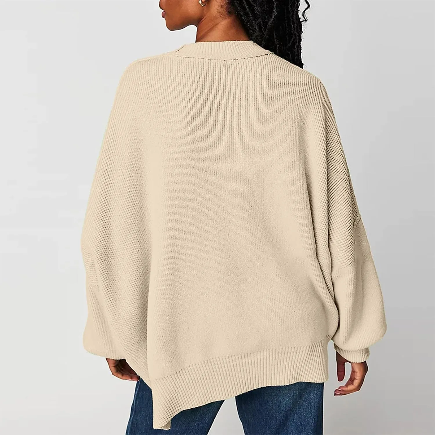 Women's Pullover Sweaters Solid Color Cable Knit Sweater Women Crew Neck Jumper Sweatshirt Batwing Tops for Women