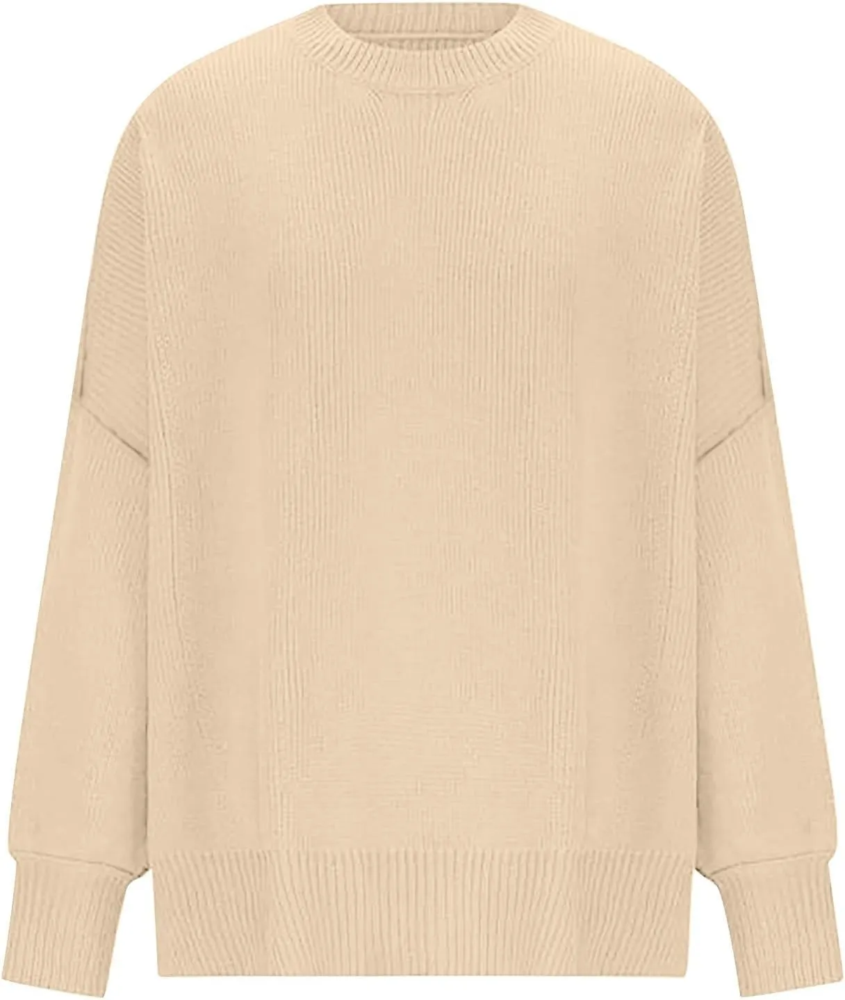 Women's Pullover Sweaters Solid Color Cable Knit Sweater Women Crew Neck Jumper Sweatshirt Batwing Tops for Women