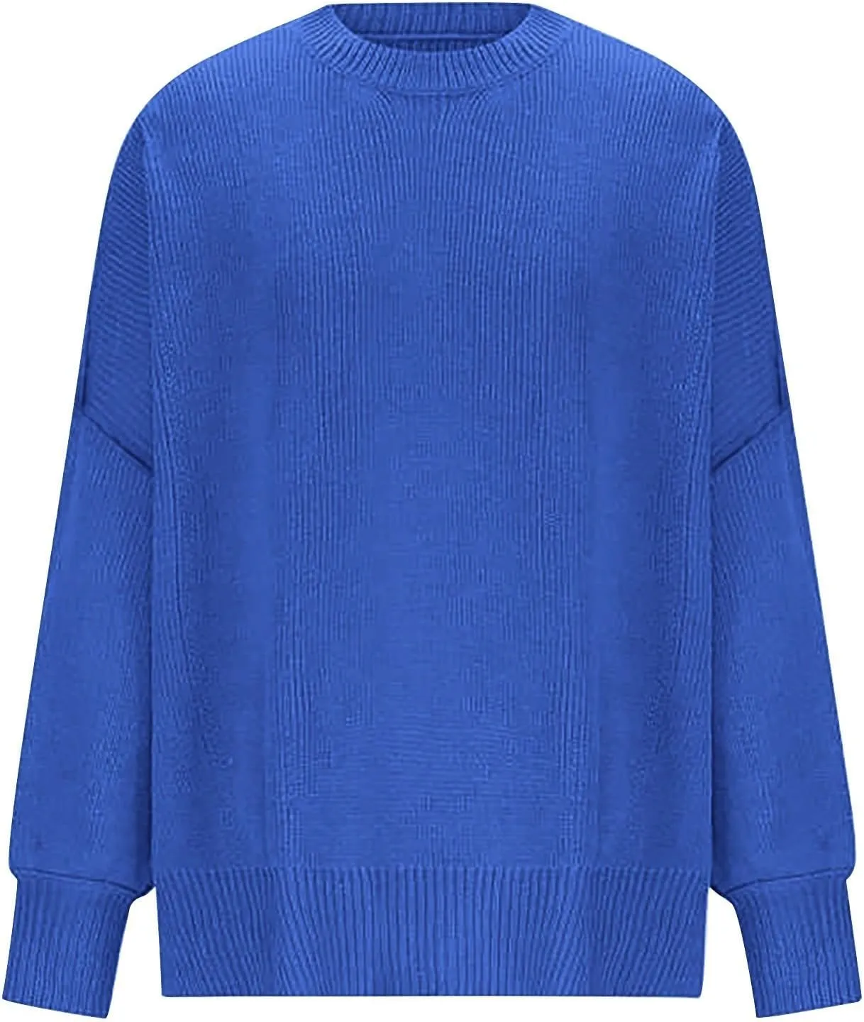Women's Pullover Sweaters Solid Color Cable Knit Sweater Women Crew Neck Jumper Sweatshirt Batwing Tops for Women