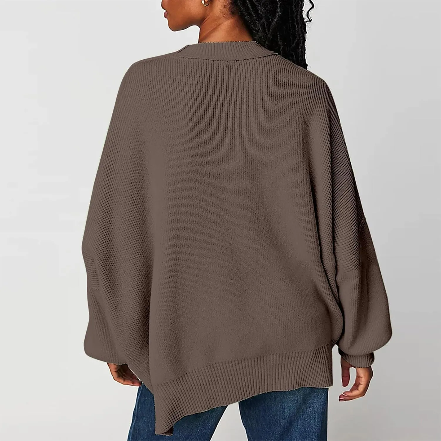 Women's Pullover Sweaters Solid Color Cable Knit Sweater Women Crew Neck Jumper Sweatshirt Batwing Tops for Women