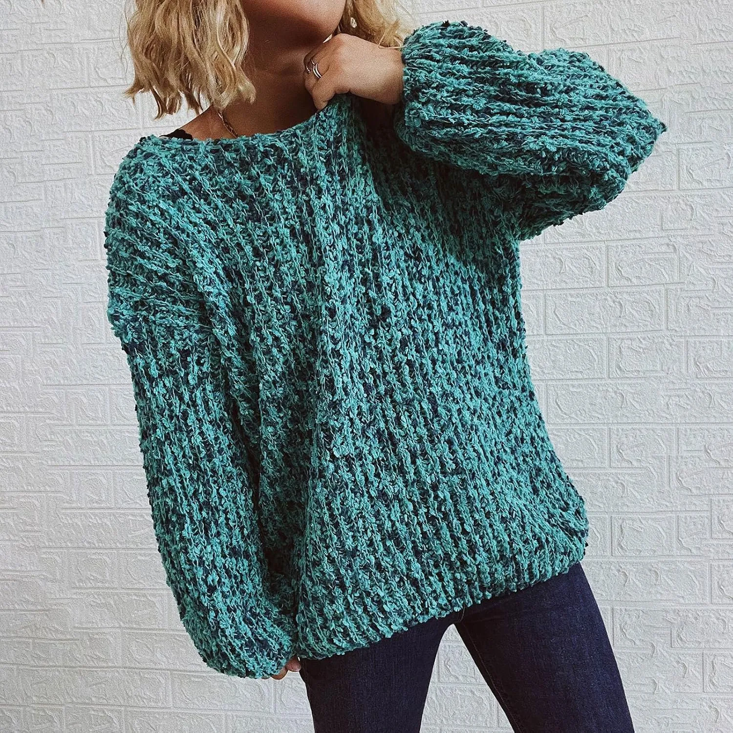 Womens Ribbed Knit Sweaters 2024 Oversized Fall Long Spilt Hem Tunic Pullover Tops Crew Neck Striped Jumper Tops