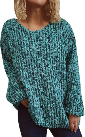 Womens Ribbed Knit Sweaters 2024 Oversized Fall Long Spilt Hem Tunic Pullover Tops Crew Neck Striped Jumper Tops
