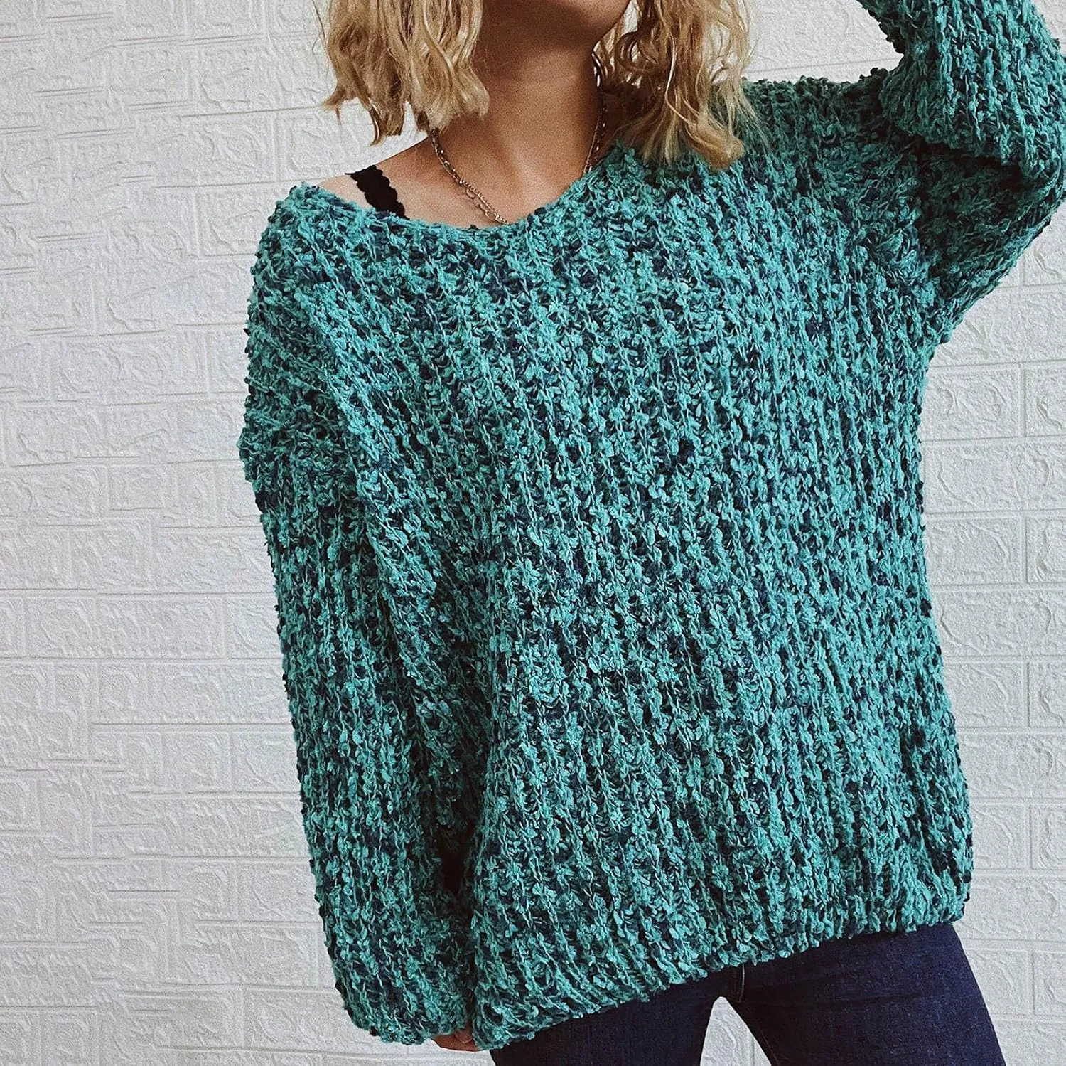 Womens Ribbed Knit Sweaters 2024 Oversized Fall Long Spilt Hem Tunic Pullover Tops Crew Neck Striped Jumper Tops