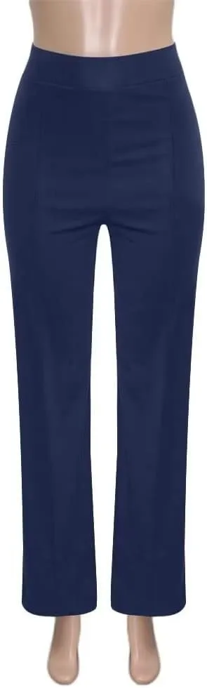 Women's Stretchy High Waisted Wide Leg Button-Down Pants Sailor Bell Flare Pants