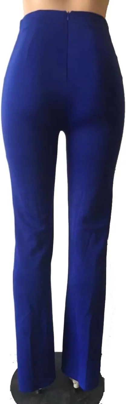 Women's Stretchy High Waisted Wide Leg Button-Down Pants Sailor Bell Flare Pants
