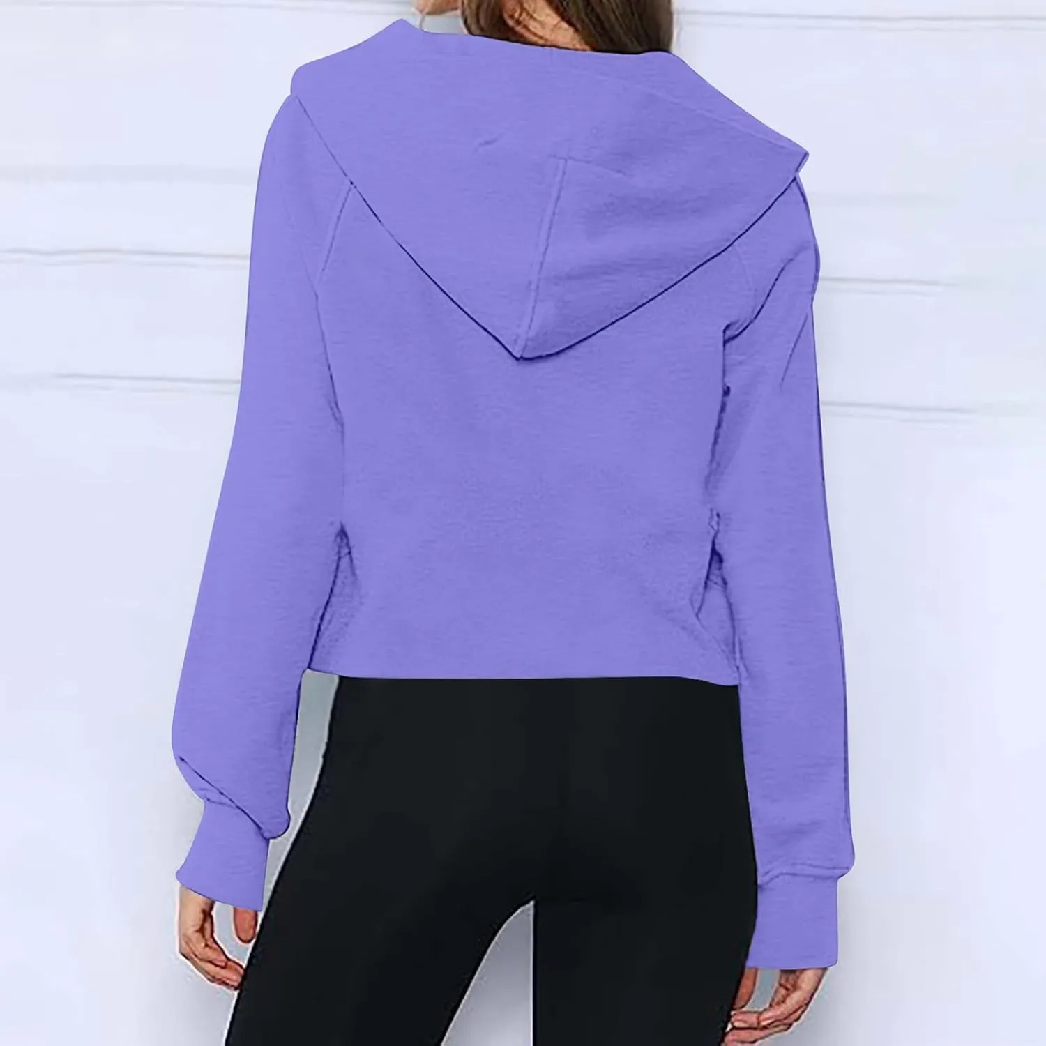 Womens Sweatshirt Half Zip Cropped Hoodie Pullover Fleece Quarter Zipper Sweatshirts 2025 Fashion Clothes Thumb Hole