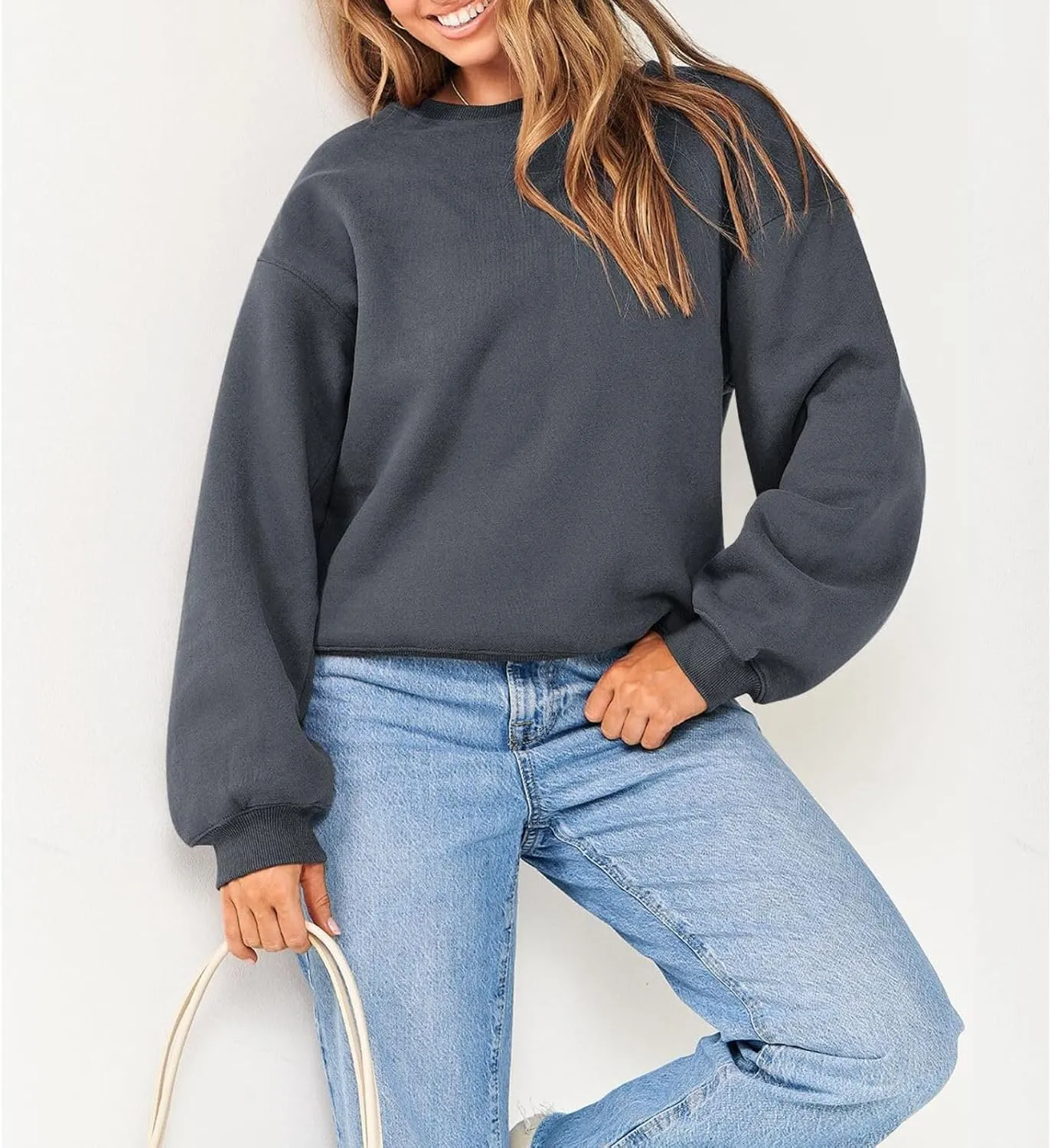 Women's Sweatshirts Hoodies Crewneck Oversized Fleece Pullover Sweaters Cute Top Y2K Teen Girls Preppy Clothes 2024