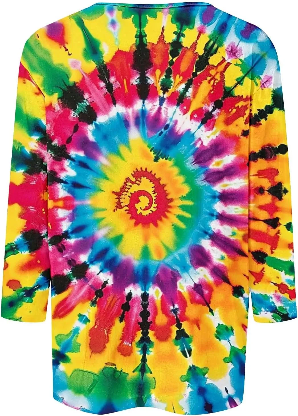 Womens Tops 3/4 Sleeve Loose Fit Tie Dye Hippie Shirts 70s Tshirts Crew Neck Cute Tees 2025 Spring Summer Cute Tees