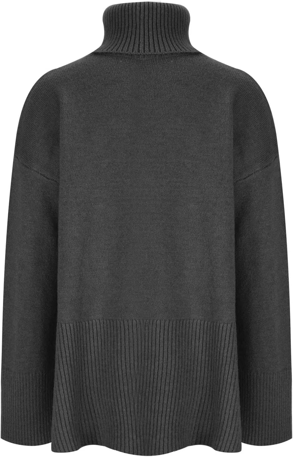 Womens Turtleneck Oversized Sweater 2024 Winter Long Sleeve Spilt Hem Pullover Casual Trendy Solid Color Knit Tops
