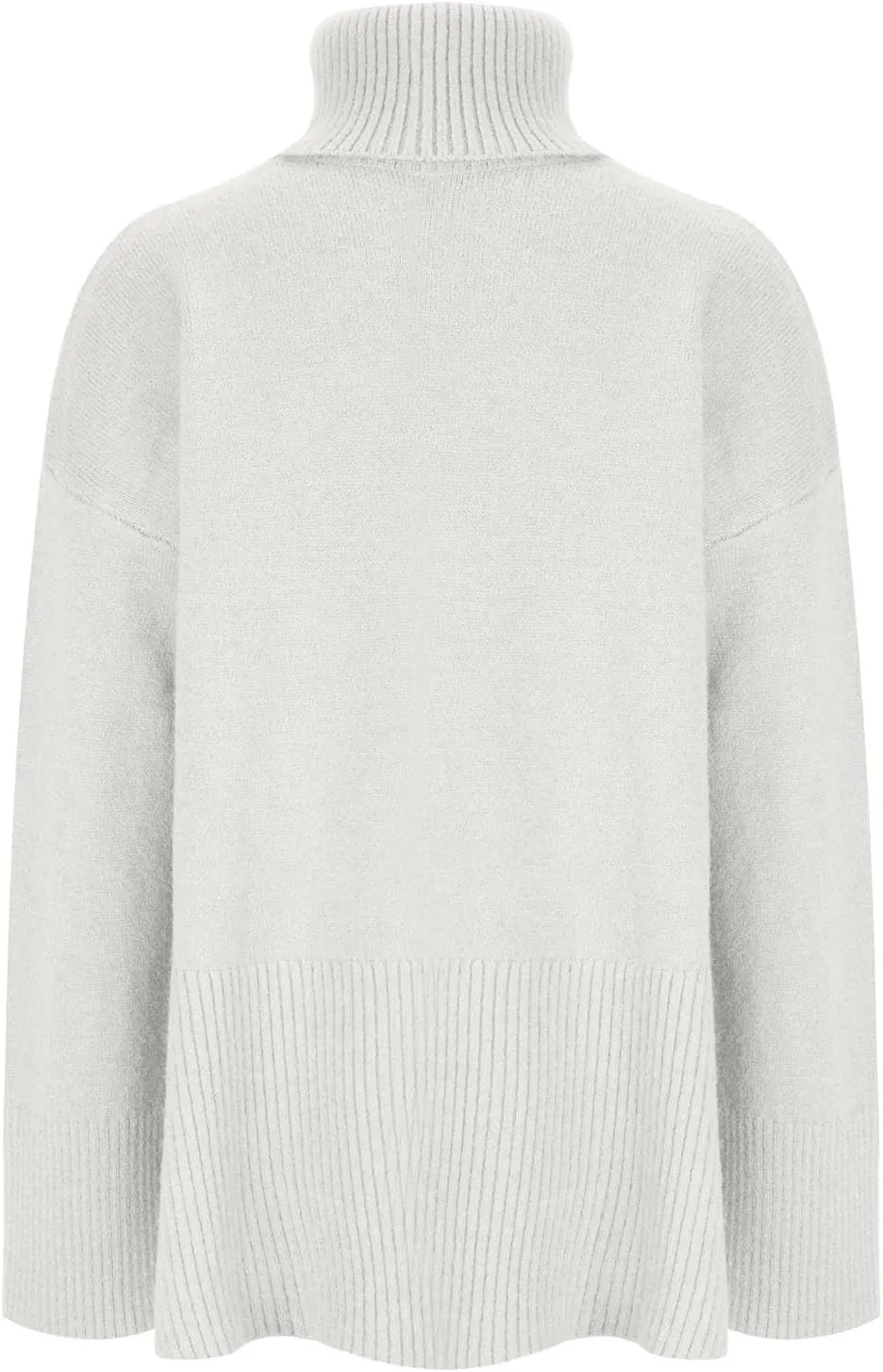 Womens Turtleneck Oversized Sweater 2024 Winter Long Sleeve Spilt Hem Pullover Casual Trendy Solid Color Knit Tops