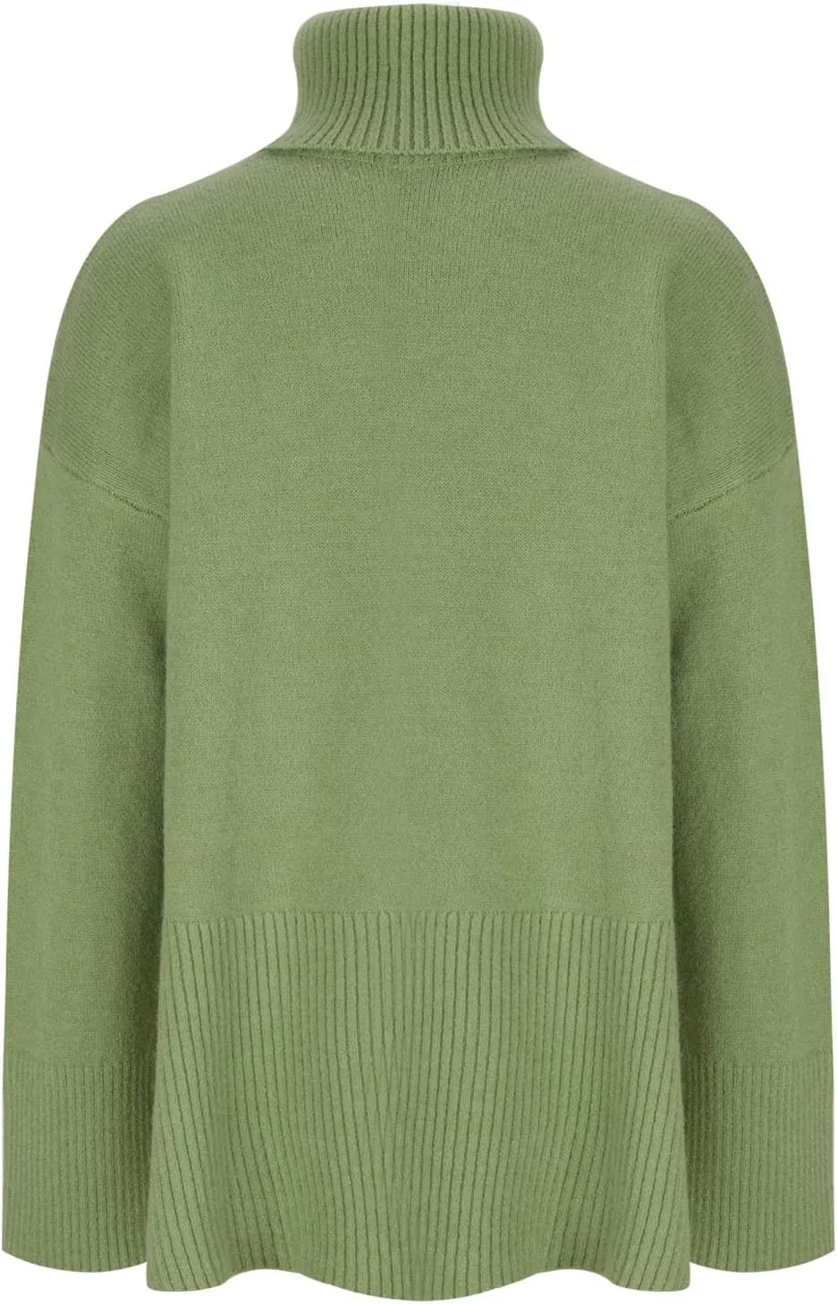 Womens Turtleneck Oversized Sweater 2024 Winter Long Sleeve Spilt Hem Pullover Casual Trendy Solid Color Knit Tops