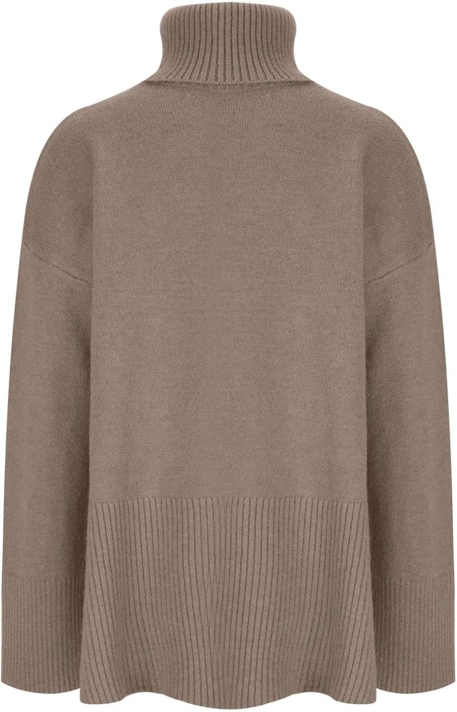 Womens Turtleneck Oversized Sweater 2024 Winter Long Sleeve Spilt Hem Pullover Casual Trendy Solid Color Knit Tops
