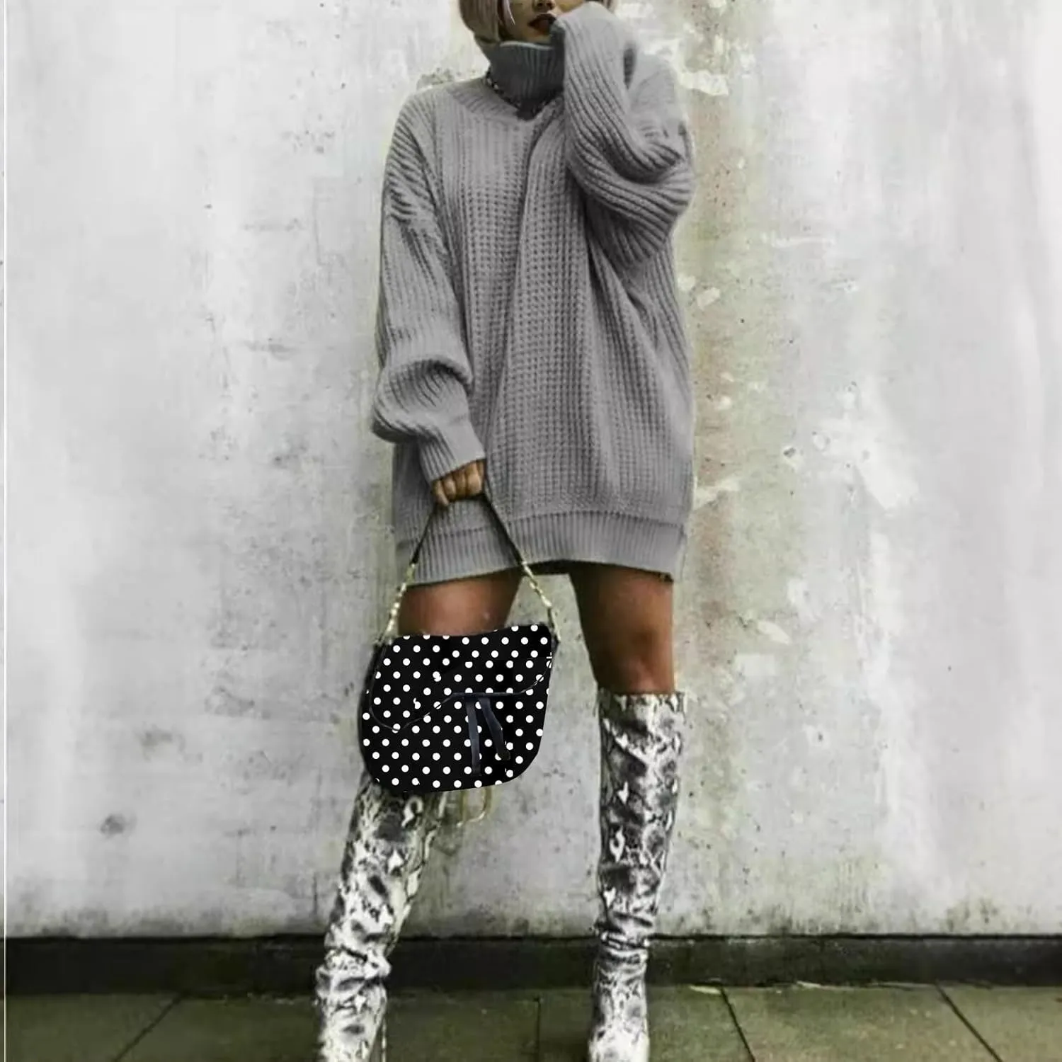 Womens Turtleneck Oversized Sweaters Fall Fashion Cable Knitted Pullover Tops Casual Comfy Loose Long Sleeve Sweaters