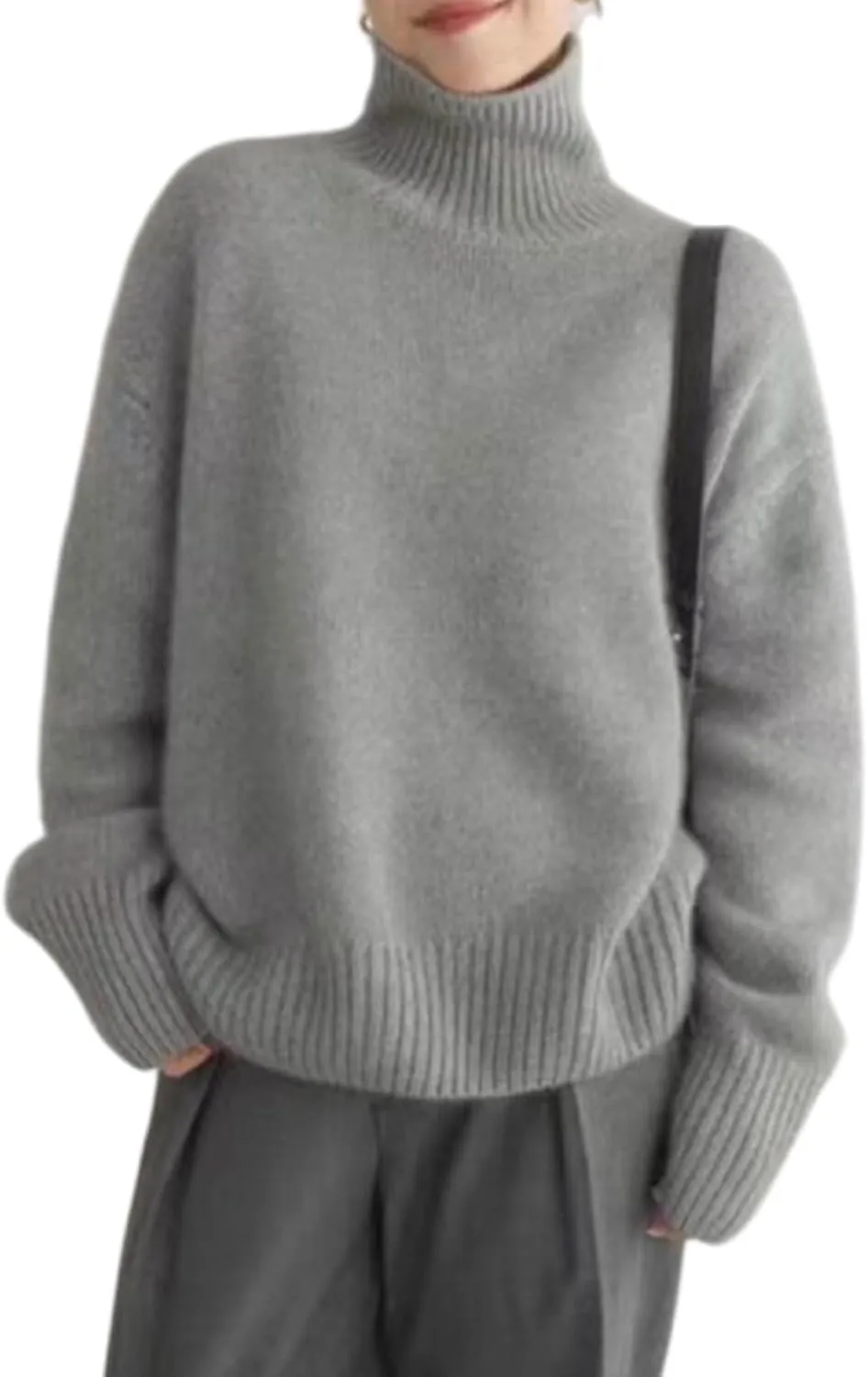 Womens Turtleneck Oversized Sweaters Pullover Loose Chunky Knit Jumper
