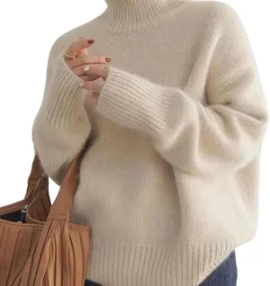Womens Turtleneck Oversized Sweaters Pullover Loose Chunky Knit Jumper