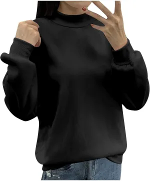 Womens Winter Warm Slim Lightweight Solid Sweatshirts Long Sleeve Crewneck Pullovers Daily Home Outdoor Workout Hoodies