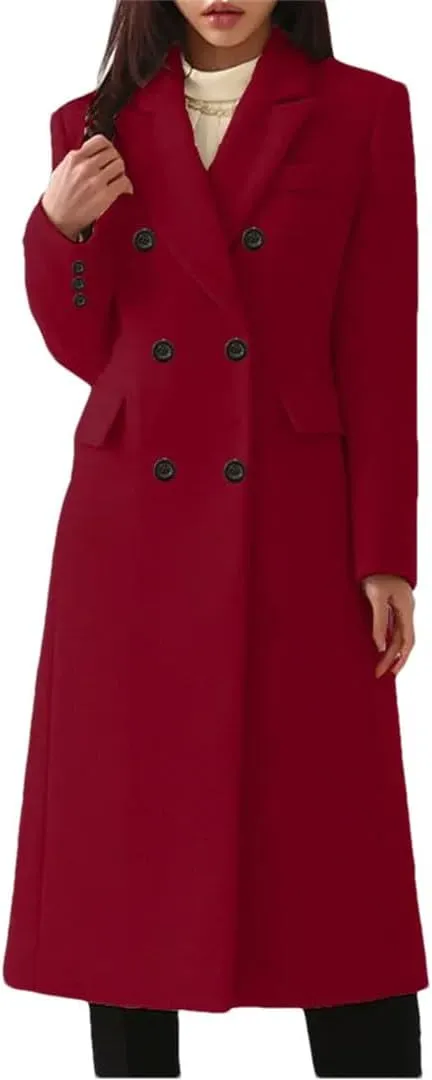 Women's Winter Wool Blend Slim Long Warm Coat Jacket