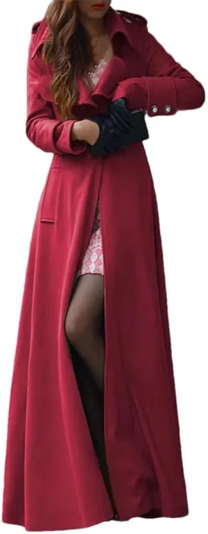 Women's Winter Wool Blend Slim Long Warm Coat Jacket