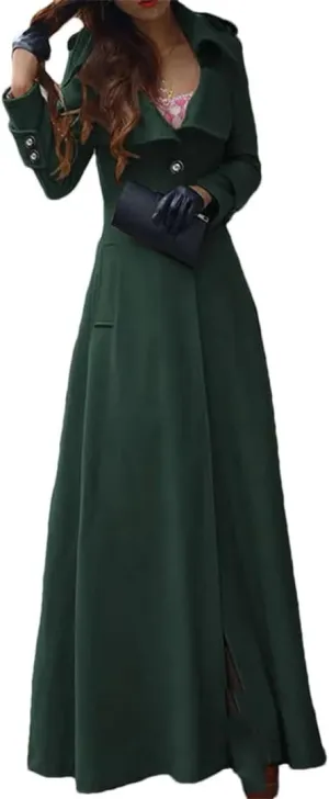 Women's Winter Wool Blend Slim Long Warm Coat Jacket